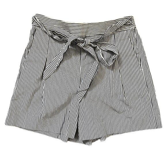 J. Crew Paperbag Striped Shorts | Black & White | Size 0 - Picture 1 of 6